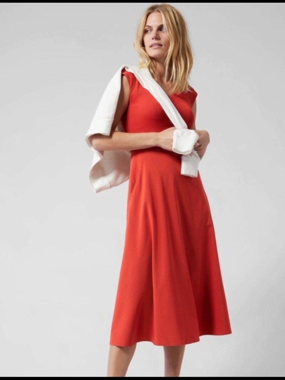 Athleta Ryder A-Line Midi Dress In Current Red